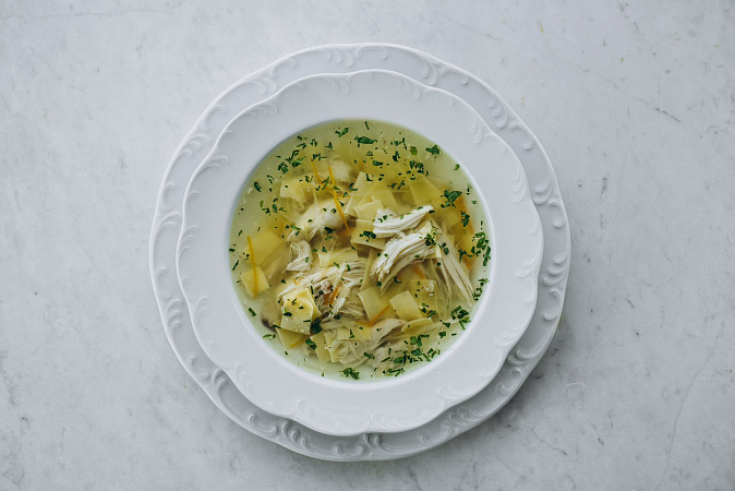 Chicken soup with homemade noodles / Տնական պաստայով հավի ապուր