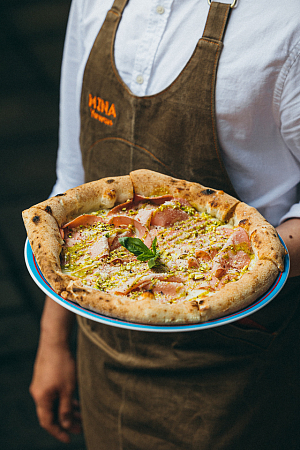 Pizza Mortadella and pistachios / Մորտադելա և պիստակ